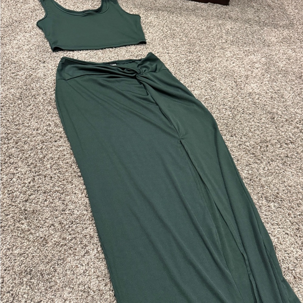 SHEIN Dark Green Skirt Set